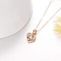 wholesale 18K Gold Rose Quartz Double Love Heart Pendant Necklace for Women-0-3