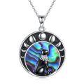 wholesale 925 Sterling Silver Abalone Shell Moon Phases Black Cat Pendant Necklace for Women - Tree of Life Design Gifts for Cat Lovers-0-0