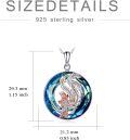 wholesale 925 Sterling Silver Blue Crystal Dragon & Phoenix Pendant Necklace for Women-0-5