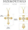 wholesale 14K Gold Heart-Shaped CZ Pendant Cross Necklace for Women - 18 Inches Chain Length-0-3
