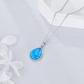 wholesale 925 Sterling Silver Blue Opal Teardrop Pendant Necklace 28.3x15.4mm 18 Chain-0-1