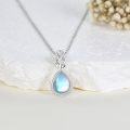 wholesale 925 Sterling Silver Rose-Shaped Blue Moonstone Teardrop Pendant Necklace for Women-0-3
