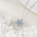 wholesale 925 Sterling Silver Blue Zircon Snowflake Pendant Necklace with Hexagonal Design & Gift Box-0-1