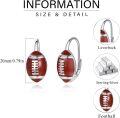 wholesale 925 Sterling Silver Football Shape Sporty Hoop Earrings with Red Enamel and White Stitching Design-0-5