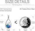 wholesale 925 Sterling Silver Teardrop Abalone Shell Mountain Pendant Necklaces for Women Girls Gifts Jewelry (Blue)-0-3