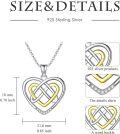 wholesale 925 Sterling Silver Double Heart Pendant Necklace with Gold Accents and Cubic Zirconias-0-2