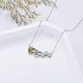 wholesale 925 Sterling Silver CZ Honeycomb Bee Pendant Necklace - Gifts for Her-0-3