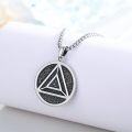 wholesale 925 Sterling Silver AA Sobriety Triangle Pendant Necklaces for Women Men Gifts-0-4