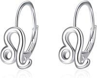 wholesale 925 Sterling Silver Leo Zodiac Sign Leverback Dangle Earrings for Women Girls -(7\/23-8\/22) Leo Earrings
