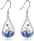 wholesale 925 Sterling Silver Mountain Teardrop Abalone Shell Drop Earrings for Women Christian Gifts for Mom-0-0