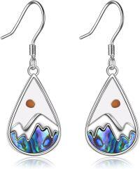 wholesale 925 Sterling Silver Mountain Teardrop Abalone Shell Drop Earrings for Women Christian Gifts for Mom-Teardrop Mountain Earrings