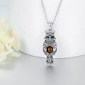 wholesale 925 Sterling Silver Owl Pendant with Tiger Eye Stone Necklaces for Women Men Animal  Ideas 47cm Chain Length-0-4