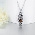 wholesale 925 Sterling Silver Owl Pendant with Tiger Eye Stone Necklaces for Women Men Animal  Ideas 47cm Chain Length-0-4