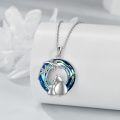 wholesale 925 Sterling Silver Polar Bear Family Circle Crystal Pendant Necklace - Christmas Gifts for Women & Girls-0-2