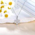 wholesale 925 Sterling Silver Cubic Zirconia Star of David Pendant Necklace for Women-0-1