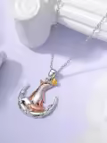 TOUPOP Sterling Silver & Stone Fox Pendant Necklace For Women-0-2