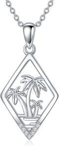 wholesale 925 Sterling Silver Mother of Pearl & Cubic Zirconia Palm Tree Pendant Necklace for Women-0-1