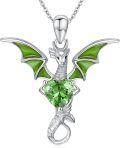 wholesale 925 Sterling Silver Birthstone Dragon Heart Necklace for Women-0-0