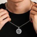 wholesale 925 Sterling Silver Vegvisir Compass Pendant Norse Runes Mens Necklace -0-1