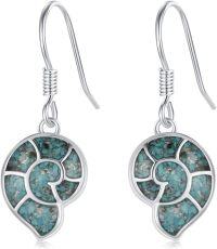 wholesale 925 Sterling Silver Turquoise Turtle Shape Stone Drop Earring Beach Jewellery-Conch