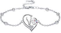 wholesale 925 Sterling Silver Horse Heart Birthstone Bracelet Jewelry Gift for Women-04-Apr-Lab Created Diamond