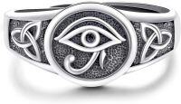 wholesale Sterling Silver Eye of Horus Ankh Thor Hammer Knights Templar Adjustable Ring Amulet-Eye of Horus