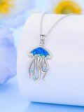 wholesale 925 Sterling Silver Blue Opal Jellyfish Pendant Necklace with Swarovski Crystals-0-2