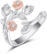 wholesale Sterling Silver Rose Flower Ring Adjustable Rose Jewelry for Women-Rose Flower