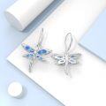 wholesale 925 Sterling Silver Blue Crystal Dragonfly Leverback Dangle Earrings-0-4