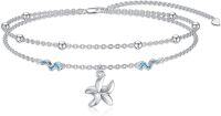 wholesale 925 Sterling Silver Birthstone Women s Anklet Bracelets Infinity Butterfly Evil Eye Turtle Pineapple Starfish Heart-Starfish-Anklet 9"-11"