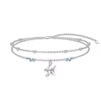 wholesale 925 Sterling Silver Birthstone Women s Anklet Bracelets Infinity Butterfly Evil Eye Turtle Pineapple Starfish Heart-Starfish-Anklet 9"-11"