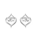TOUPOP Sterling Silver Infinity Heart Stud Earrings For Women-0-0