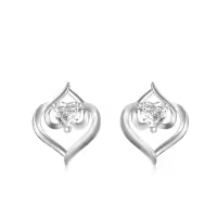 TOUPOP Sterling Silver Infinity Heart Stud Earrings For Women-undefined