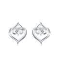 TOUPOP Sterling Silver Infinity Heart Stud Earrings For Women-0-0