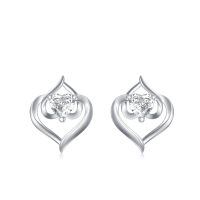 TOUPOP Sterling Silver Infinity Heart Stud Earrings For Women-undefined