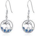 wholesale 925 Sterling Silver Dolphin Ocean Wave Huggie Earrings for Women and Girls-0-0