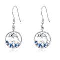 wholesale 925 Sterling Silver Dolphin Ocean Wave Huggie Earrings for Women and Girls-0-0