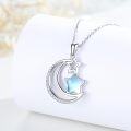 wholesale 925 Sterling Silver Star & Crescent Moon Pendant with Blue Mother of Pearl Stone Necklaces for Women Birthdays Gifts Jewelry Accessories 43mm x 68mm-0-4