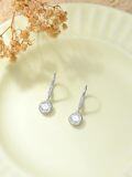 wholesale 925 Sterling Silver Moissanite Leverback Earrings, 2.0ct D Color SI1 Clarity, Classic Bezel Set-0-6