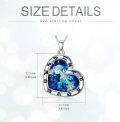 wholesale 925 Sterling Silver Blue Crystal Heart Zodiac Constellation Pendant Necklace-0-2
