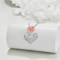 TOUPOP Sterling Silver Birth Flower Mom Necklace I Love You Mom Pendant-0-3