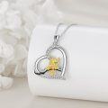 wholesale 925 Sterling Silver Owl Heart Pendant Necklace with Cubic Zirconia and Green Stone Charm for Women Girls Gifts-0-3