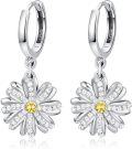 wholesale 925 Sterling Silver Daisy Flower Hoop Earrings 14mm with Anti-Allergic Design for Women, Ideal Gift for Christmas Birthdays Anniversaries-0-0