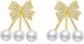 wholesale 925 Sterling Silver Bow and Pearls Stud Earrings for Women & Teen Girls-0-0