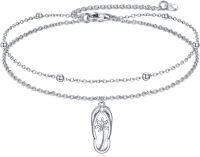 wholesale 925 Sterling Silver Palm Tree Flip Flop Charm Anklet for Women-Bracelet-Slippers Ⅰ Sterling Silver