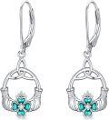 wholesale 925 Sterling Silver Celtic Knot & Clovers Drop Dangle Leverback Earrings Irish s for Her-0-0