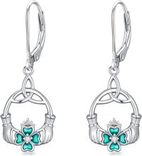 wholesale 925 Sterling Silver Celtic Knot & Clovers Drop Dangle Leverback Earrings Irish s for Her-claddagh