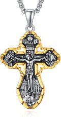 wholesale 925 Sterling Silver Gold Plated Jesus Christ INRI Cross Crucifix Pendant Necklace for Men & Women-0-0