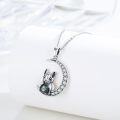 wholesale 925 Sterling Silver French Bulldog Moon Pendant Necklaces for Women Girls -0-4