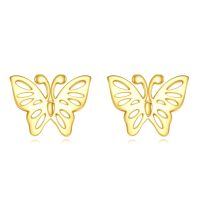 wholesale 14k Gold Hollow Butterfly Stud Earrings For Women-03-Butterfly Stud